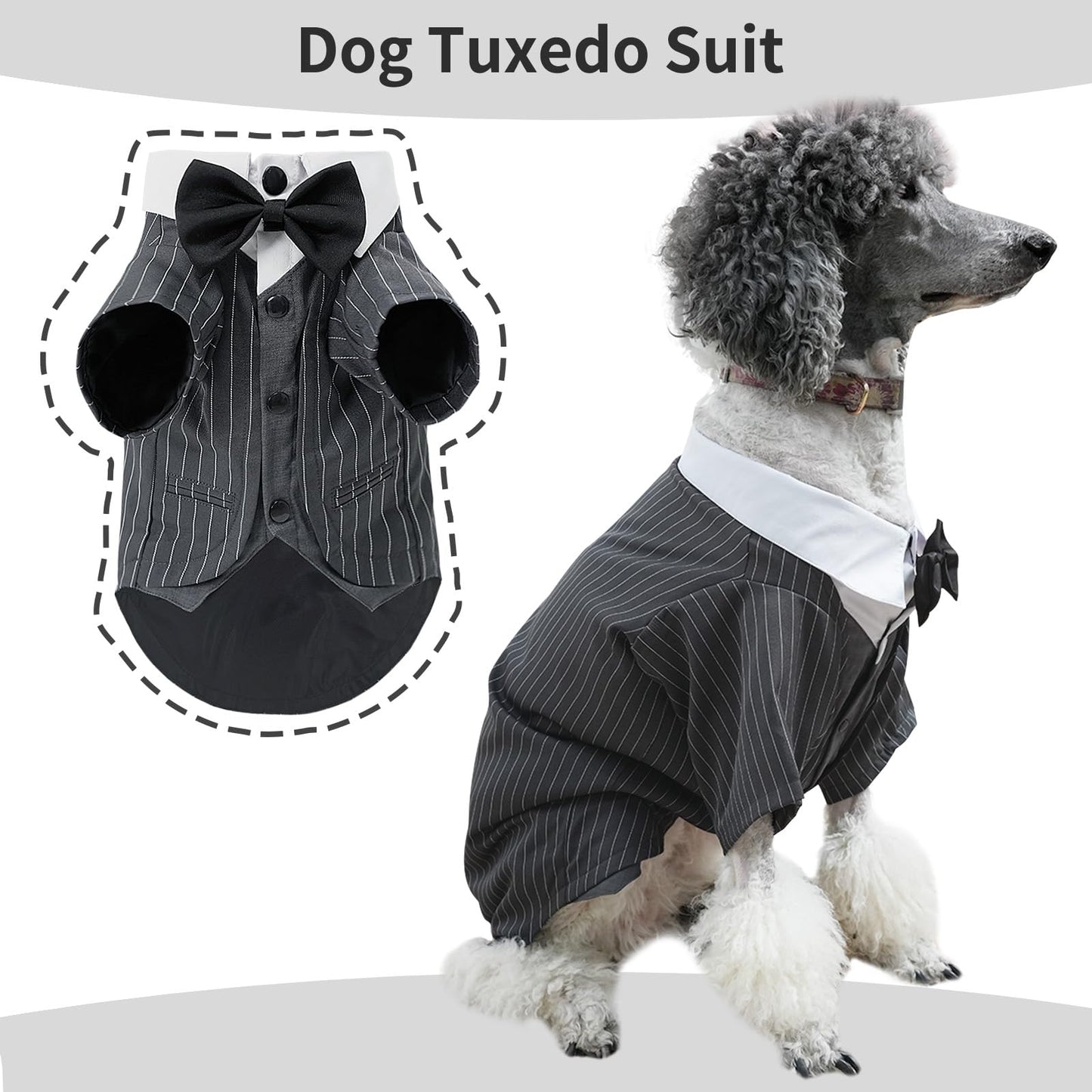 Dog Tuxedo Suit - Formal Pet Shirt Costume Wedding Attire