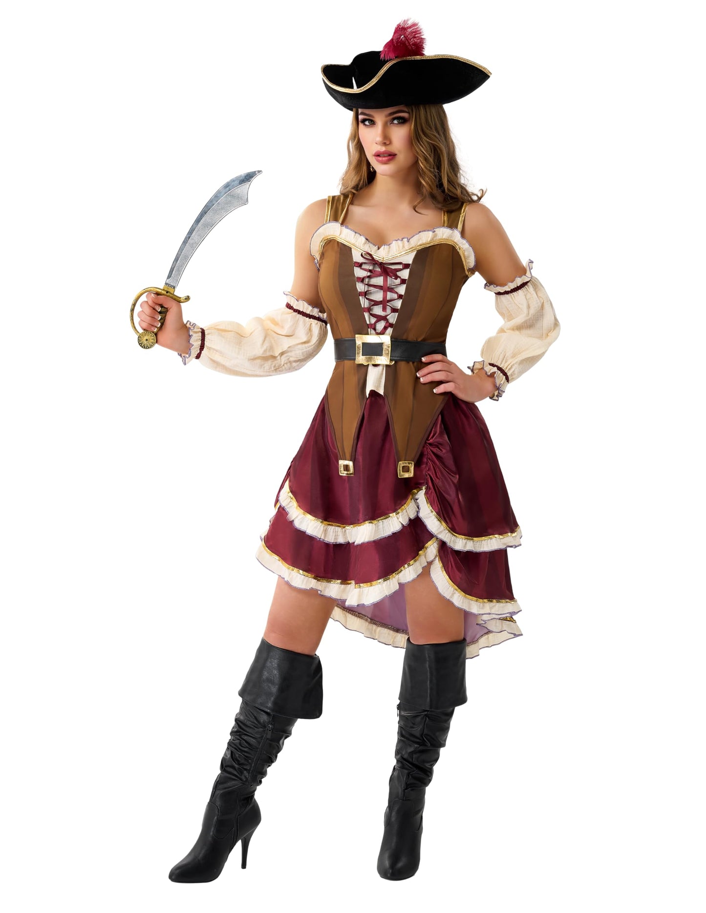 Costumes for Women - Pirate Costume Adult Women with Hat - Dress