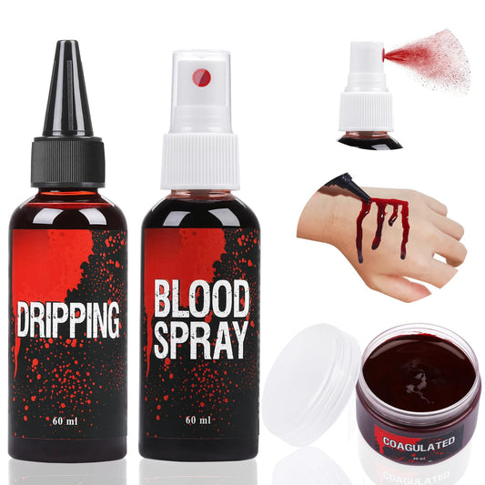 Fake Blood Set - Fake Blood Spray and Dripping Blood and Coagulated