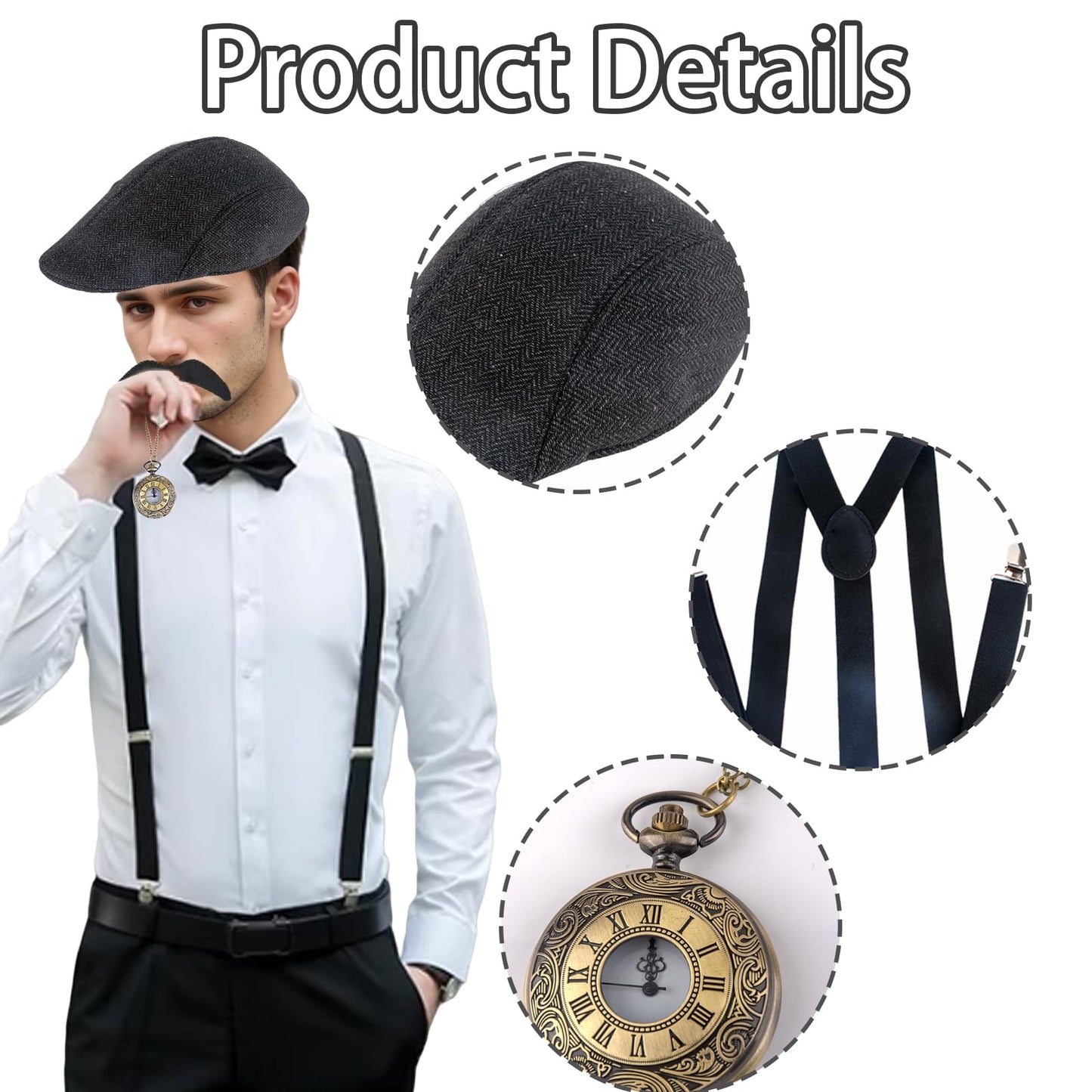 1920s Gatsby Costume Kit - Men Halloween Carnival Fancy Dress