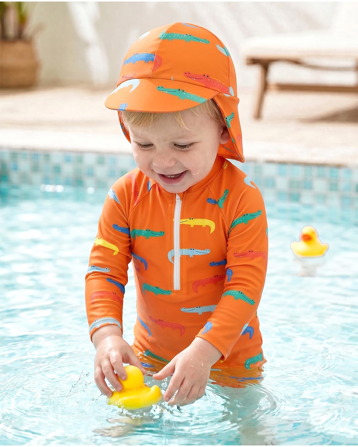 WYTbaby Baby Swimsuit One Piece Long Sleeve Toddler Swimming Costume Sun Protection for Baby Boys Girls Swimwear 12-18 Months