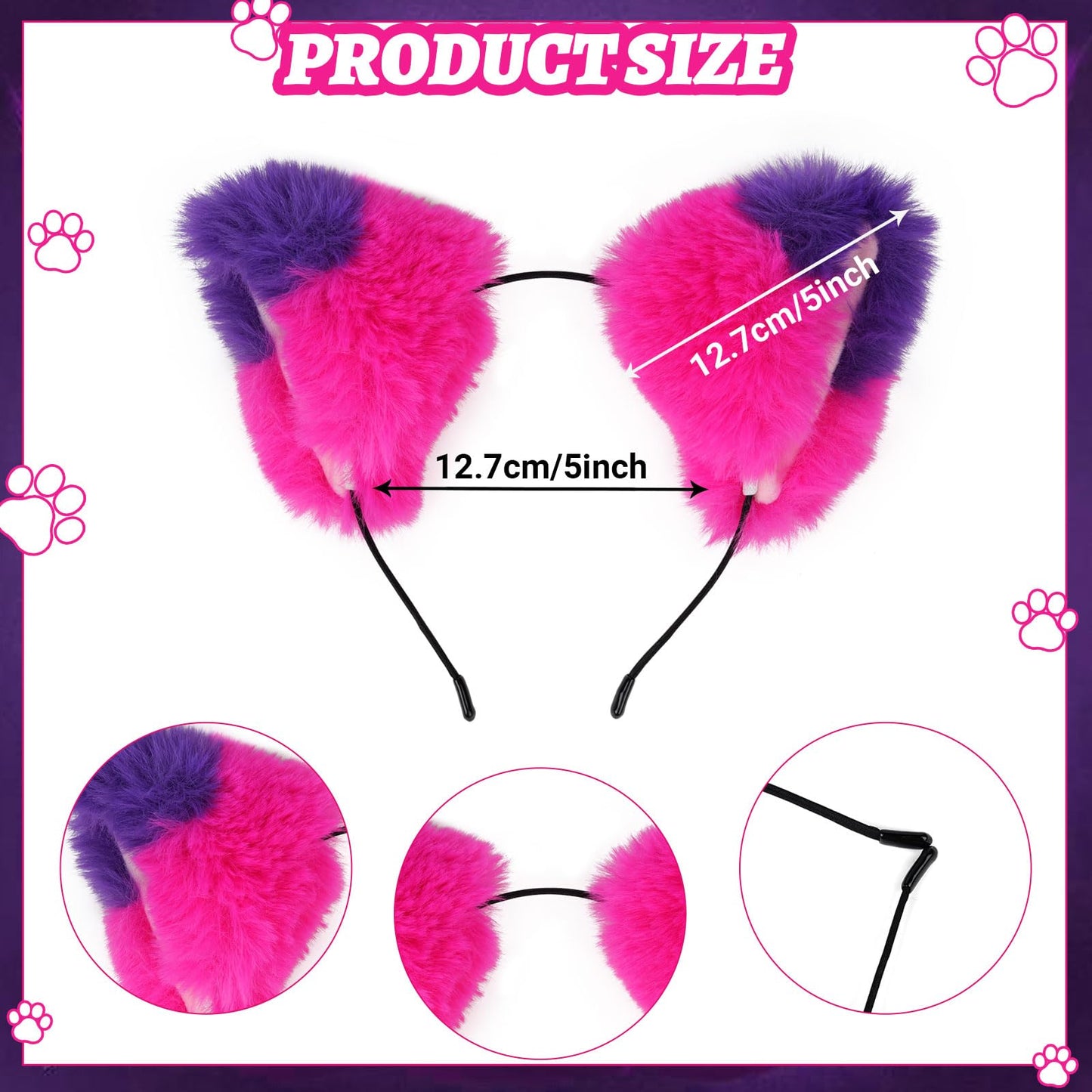 Pink Purple Striped Cat Costume Include Cat Ears Headband - Furry