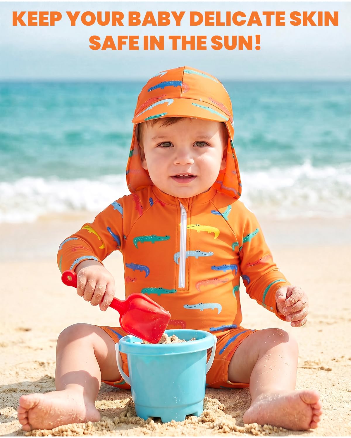 WYTbaby Baby Swimsuit One Piece Long Sleeve Toddler Swimming Costume Sun Protection for Baby Boys Girls Swimwear 12-18 Months