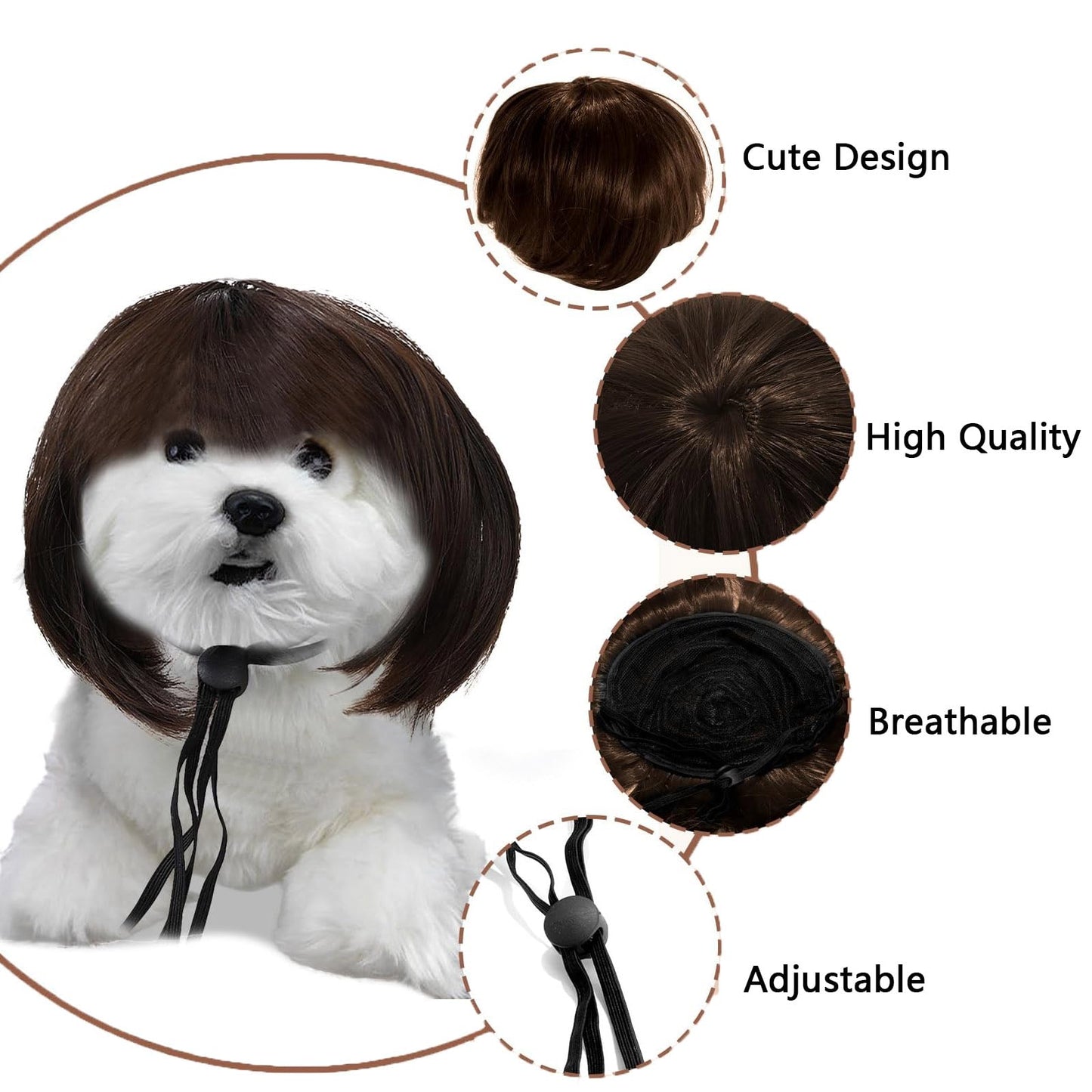 Dog Cat Cosplay Wig Halloween Dog Costume Funny Pet Wigs for Dogs