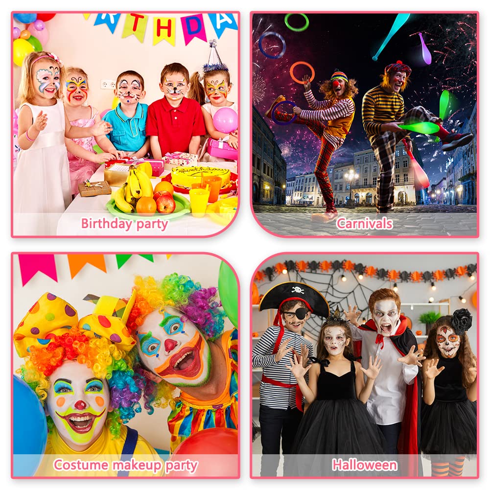LOPHE Face Body Painting Kit, 26 Colors Rainbow Body Paint for Kids Adults, Safe & Non-Toxic Water Based Split Cake Face Paint Palette with 2 Brushes, Party Makeup Set for Halloween Christmas Cosplay