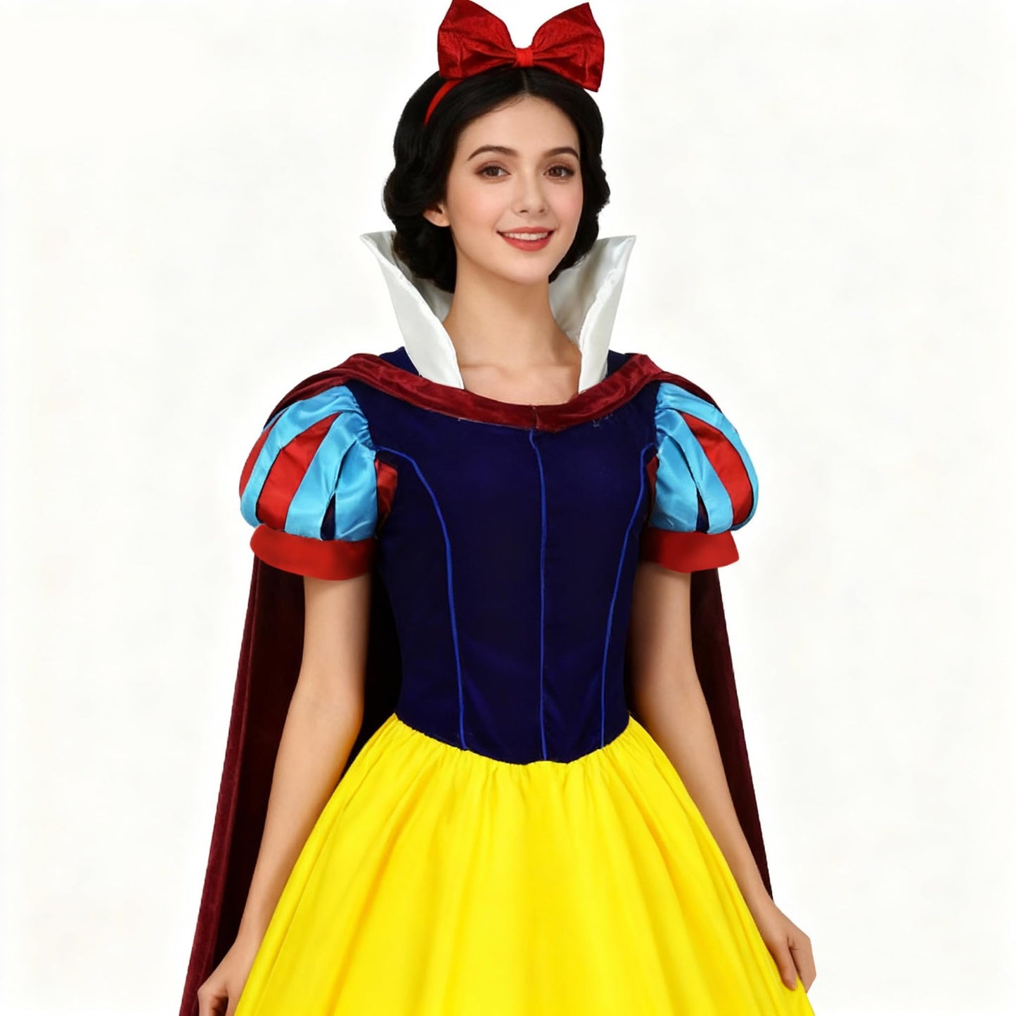 AYYOHON Snow Princess White Costume Women Puff Sleeves Fairytale Dress with Cape Halloween Role Cosplay Outfits for Adult XS