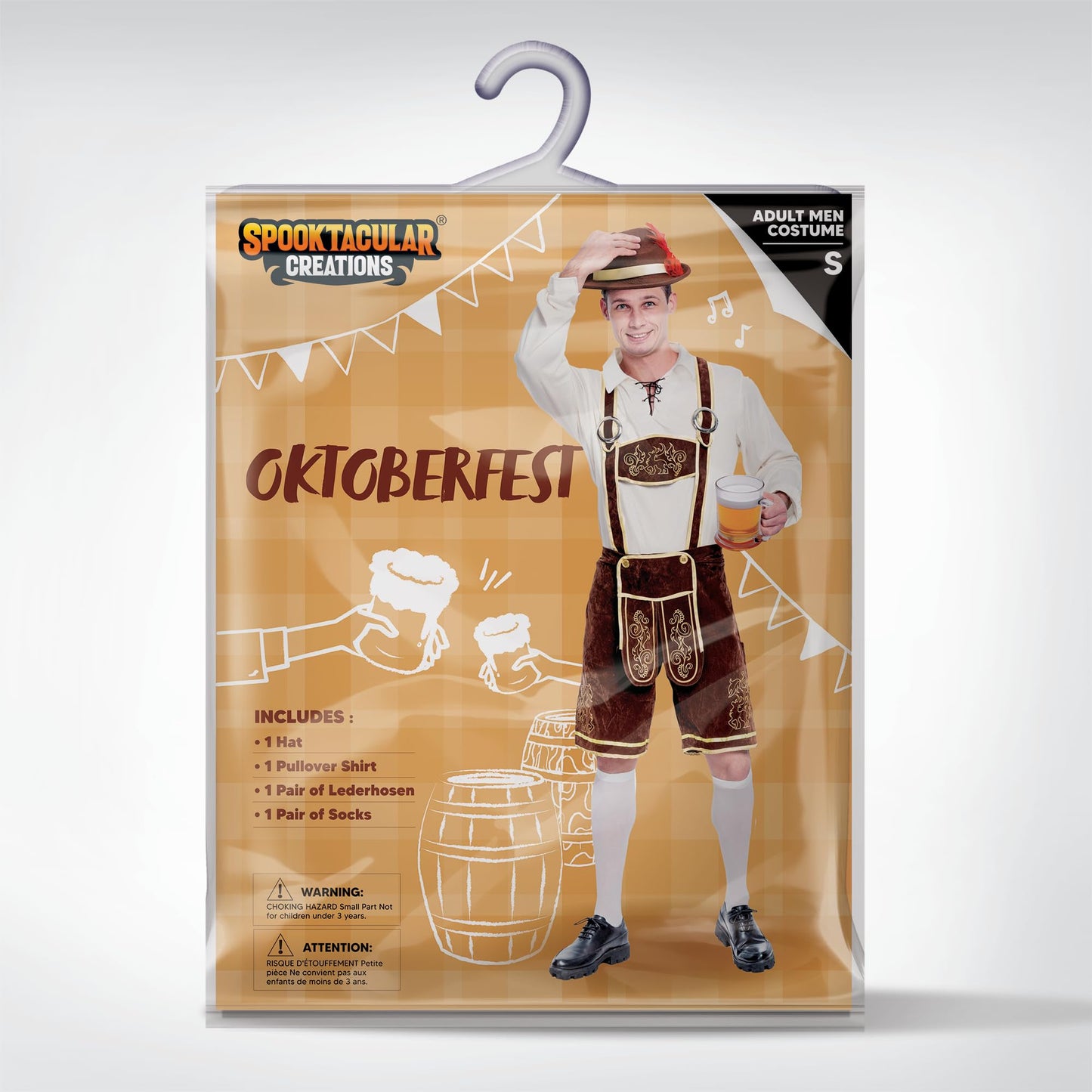 Spooktacular Creations Men’s German Bavarian Oktoberfest Costume Set Lederhosen men for Halloween Dress Up Party and Beer Festival (Medium)