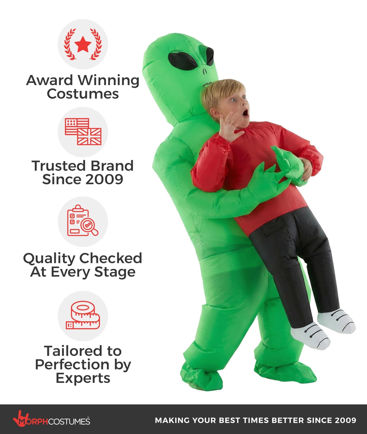 Morph Alien Costume Kids, Red Inflatable Alien Blow Up Costumes, Halloween Costumes for Kids, Boys Halloween Costume