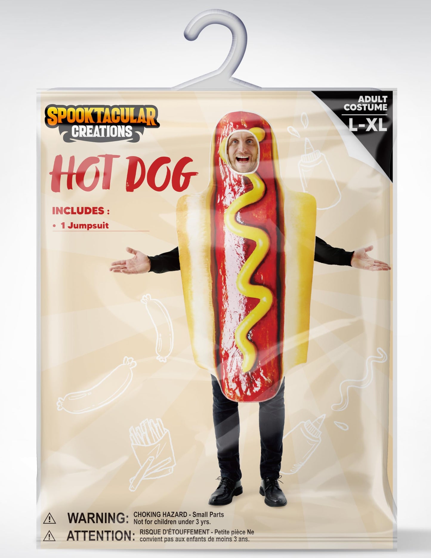 Spooktacular Creations Couple HotDog Costume Adult Digital Printing Food Costume Outfit for Halloween Dress Up Party-S-M
