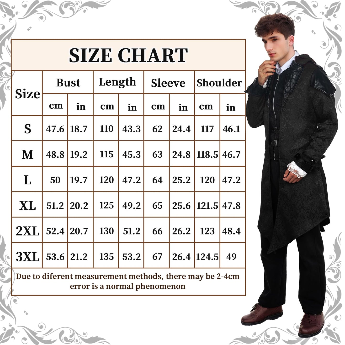 Steampunk Men's Jacket with Hood - Gothic Tailcoat Men's Coat (image 5)