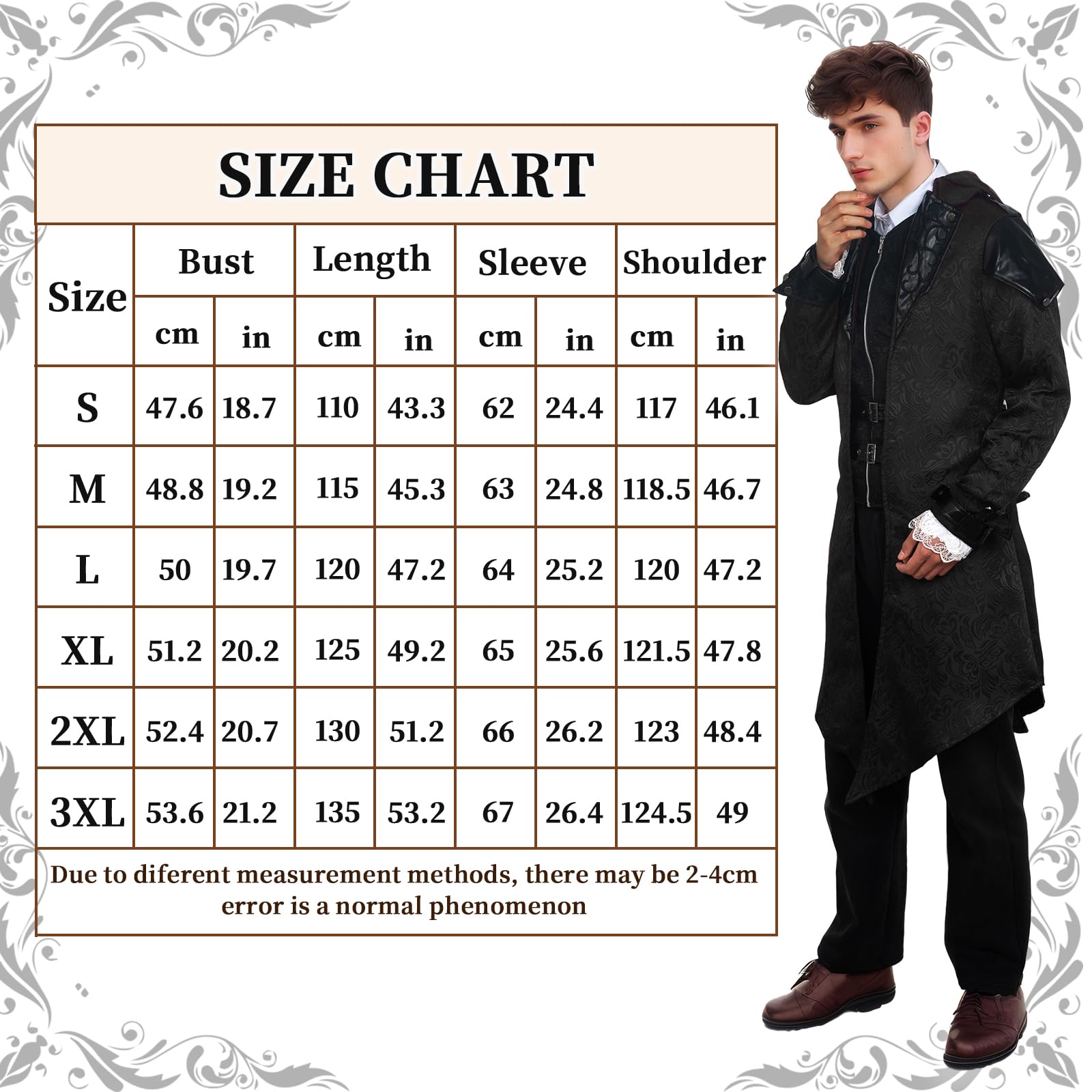 Steampunk Men's Jacket with Hood - Gothic Tailcoat Men's Coat (image 5)