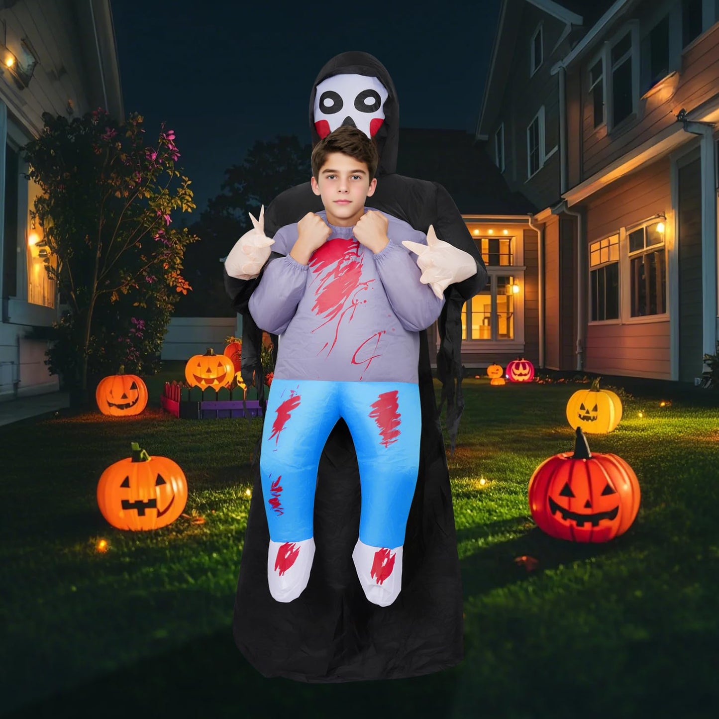 Lustwieta Inflatable Grim Reaper Costume, Grim Reaper Mens Costume, Mens Halloween Costumes Scary, Fancy Dress Outfit One Size (Teens)