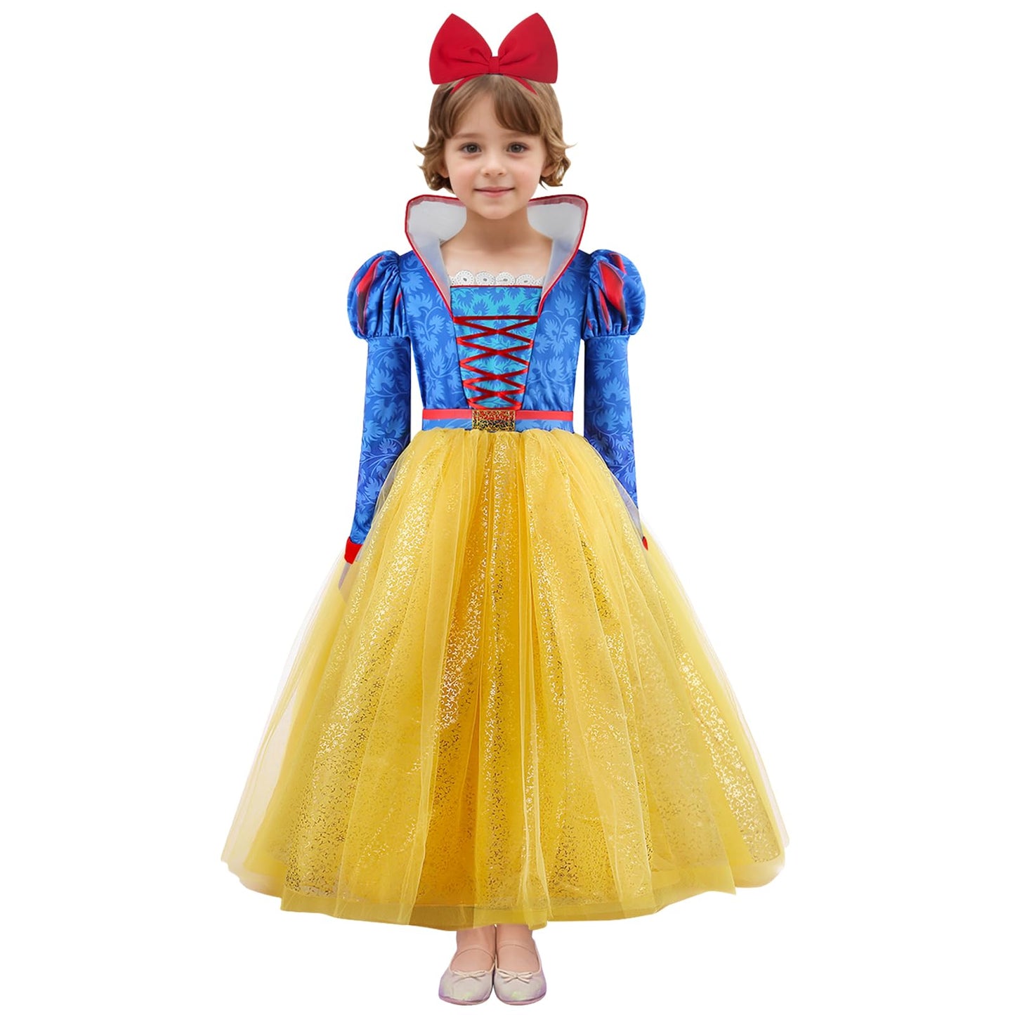 keaiyouhuo Princess Costume for Girls Princess Dress Up Kids Halloween Cosplay Birthday Party Dress Up with Headband