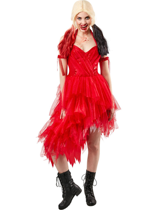 Rubies Official Harley Quinn Ladies Red Dress Halloween Suicide Squad 2 Women's Villain Costume - Size Medium Halloween