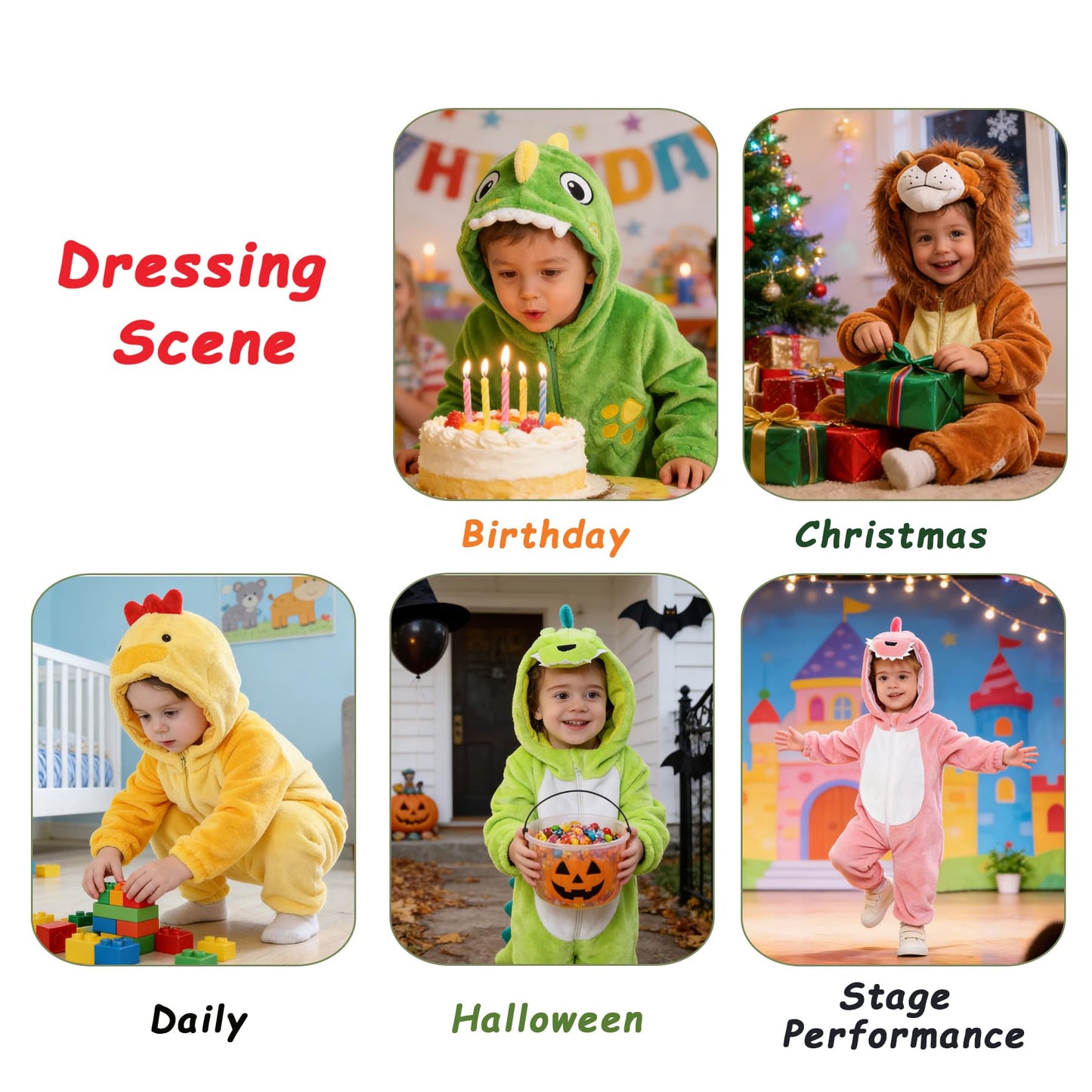 Doladola Baby Boys Girls Cartoon Animal Hooded Costume Infant Pajamas Romper(2-3 Years,Lion)