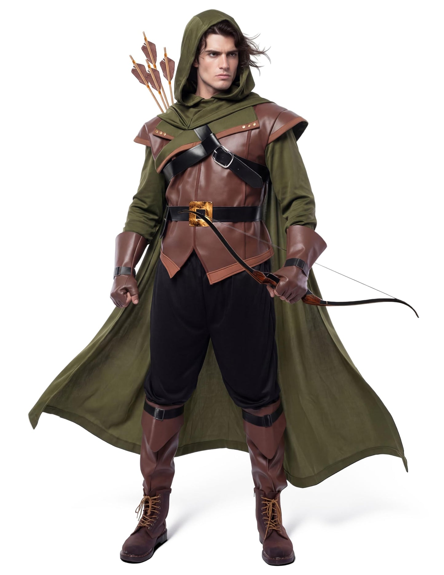 Renaissance Robin Hood Deluxe Men Costume Set Made of Leather
