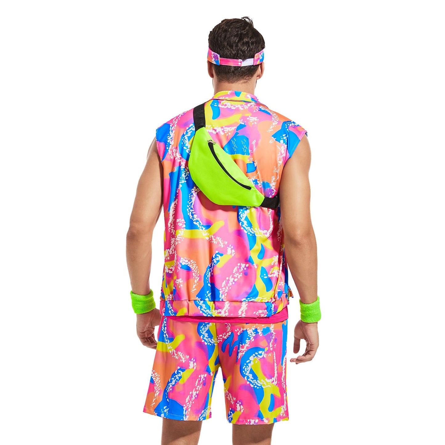 AJGEGJE 80s Workout Costume for Men, 80s 90s Workout Outfits Set, Halloween Cosplay Couples Outfits (3XL)