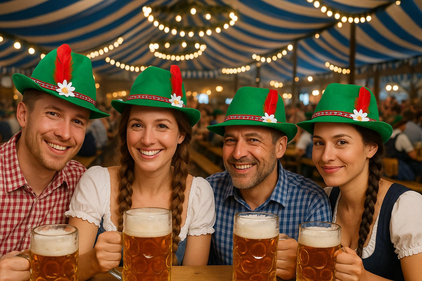 Boland Adult Tyrolean Hat Green – Traditional Oktoberfest Headwear with Feather & Flower – Bavarian Fancy Dress German Hat for Men & Women – Carnival Costume Oktoberfest Accessories