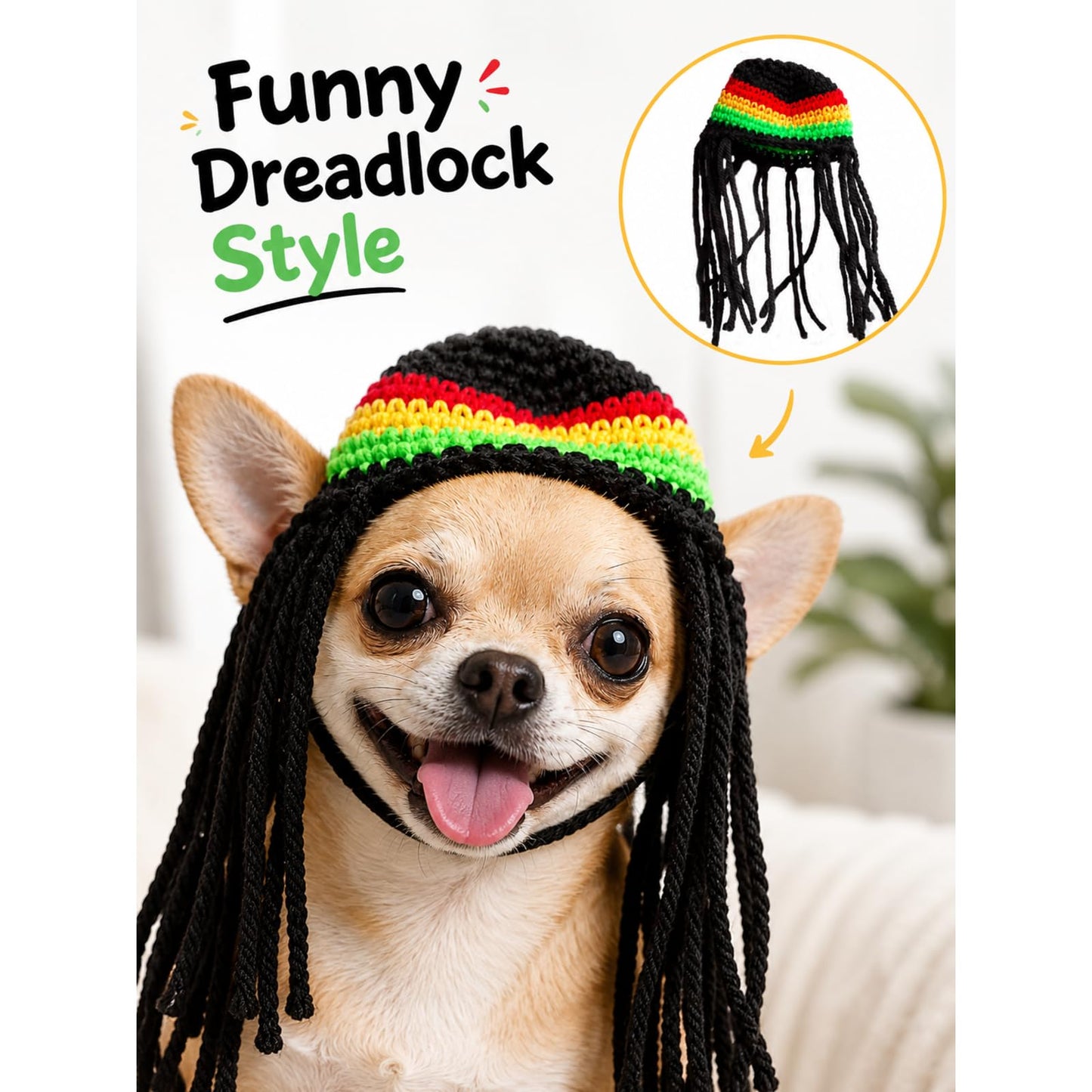 Dog Hat with Soft Warm Material - Funny Dreadlock Style for Dog Cat