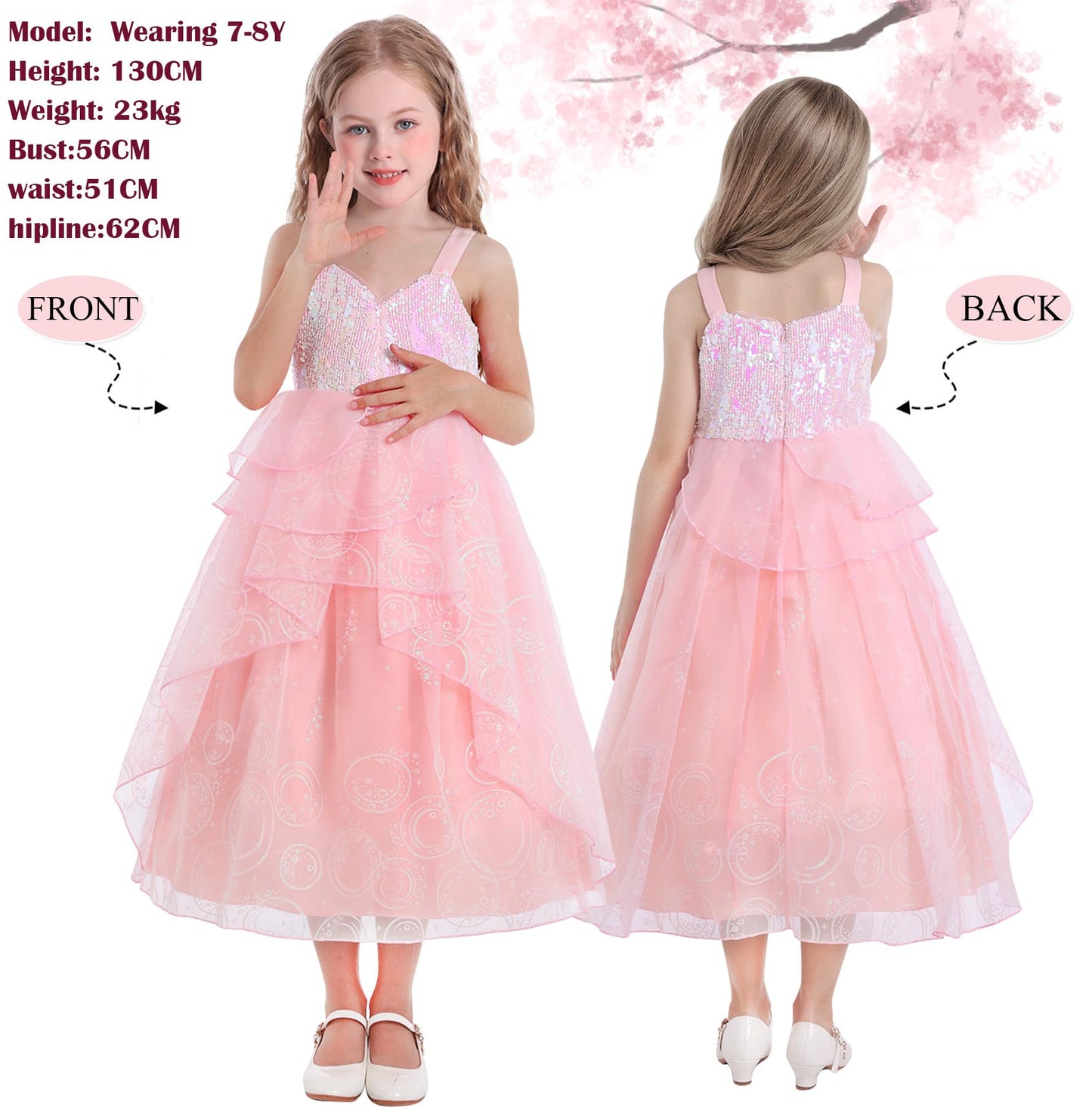 Marendyee Kids Princess Dress up Magic Witch Costume World Book Day Costumes for Girls Sequin Fancy Dress Pink Princess Fairy Dresses Child Celebration Theme Party Outfits Teenagers 11-12 Years