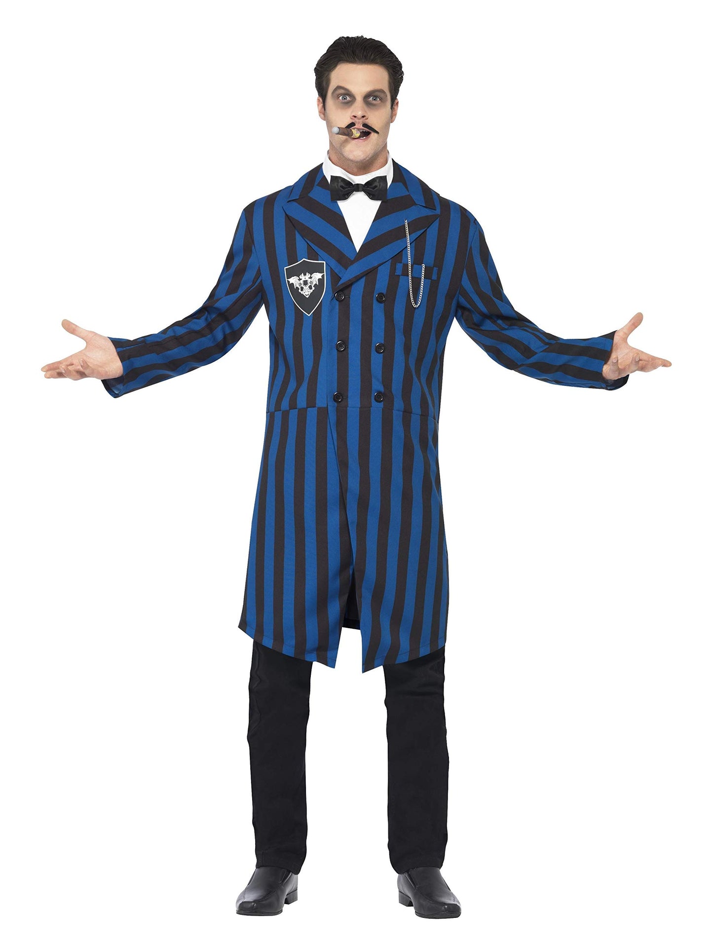 Smiffys Duke of the Manor Costume, Blue with Jacket, Mock Shirt & Bow Tie, Halloween Adult Fancy Dress, Vampire Dress Up Costumes