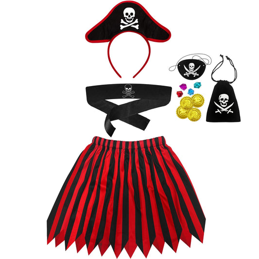 Wonsta Caribbean Pirate Costume Girls Fancy Dress Girls Role Play Dress Up Party Pirate Themed Birthday Party Halloween Costume