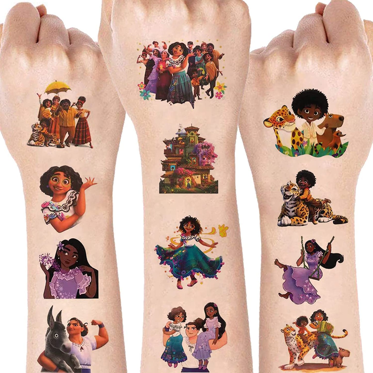 4 Sheets Encanto Temporary Tattoos for Fans Encanto Party Supplies Party Favors Encànto Birthday Decorations for Encànto Themed Party Fake Tattoos Stickers Encànto Birthday Gifts Decor