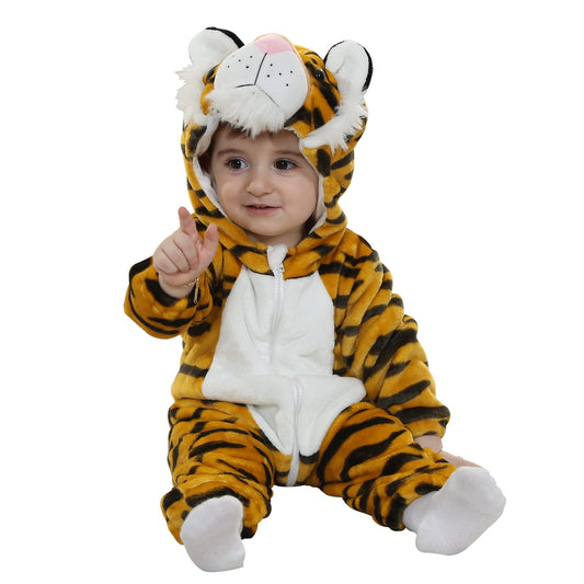 Doladola Baby's Hooded Onesie Cartoon Animal Romper Baby Loungewear Newborn Outfits Jumpsuit(0-3 Months,Tiger)