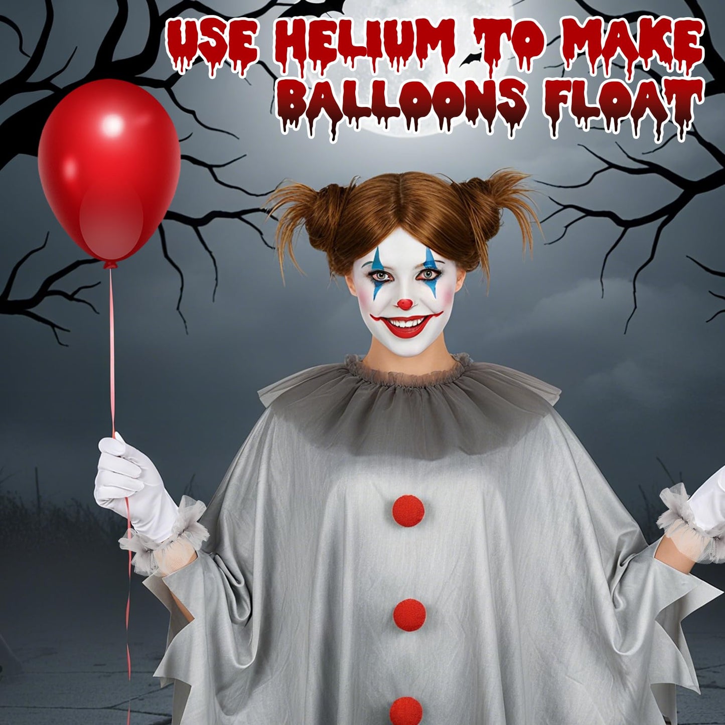 Beipegin Scary Clown Costume for Adults,Clown Poncho Face Gems Gloves Hairclip Joker Costume Terrifier Dress Up Carnival Halloween