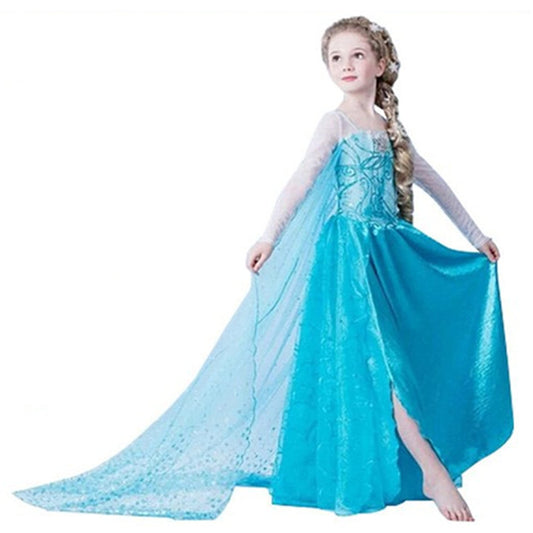 ELSA & ANNA UK Girls Party Outfit Fancy Dress Snow Queen Princess Halloween Costume Cosplay Dress (4-5 years, UK-SEP302)