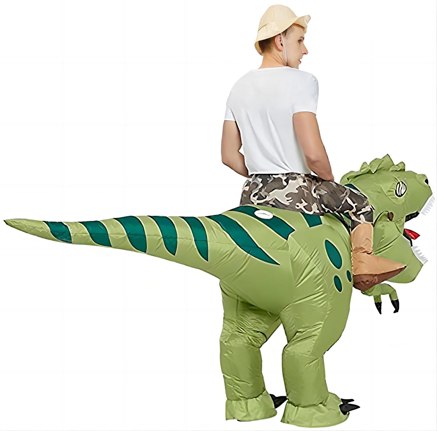 FXICH Inflatable Dinosaur Costume Blow up Dinosaur Costume Outfit Funny Halloween Dino Costume Suit (green),dinosaur costume for adult:150cm-190cm