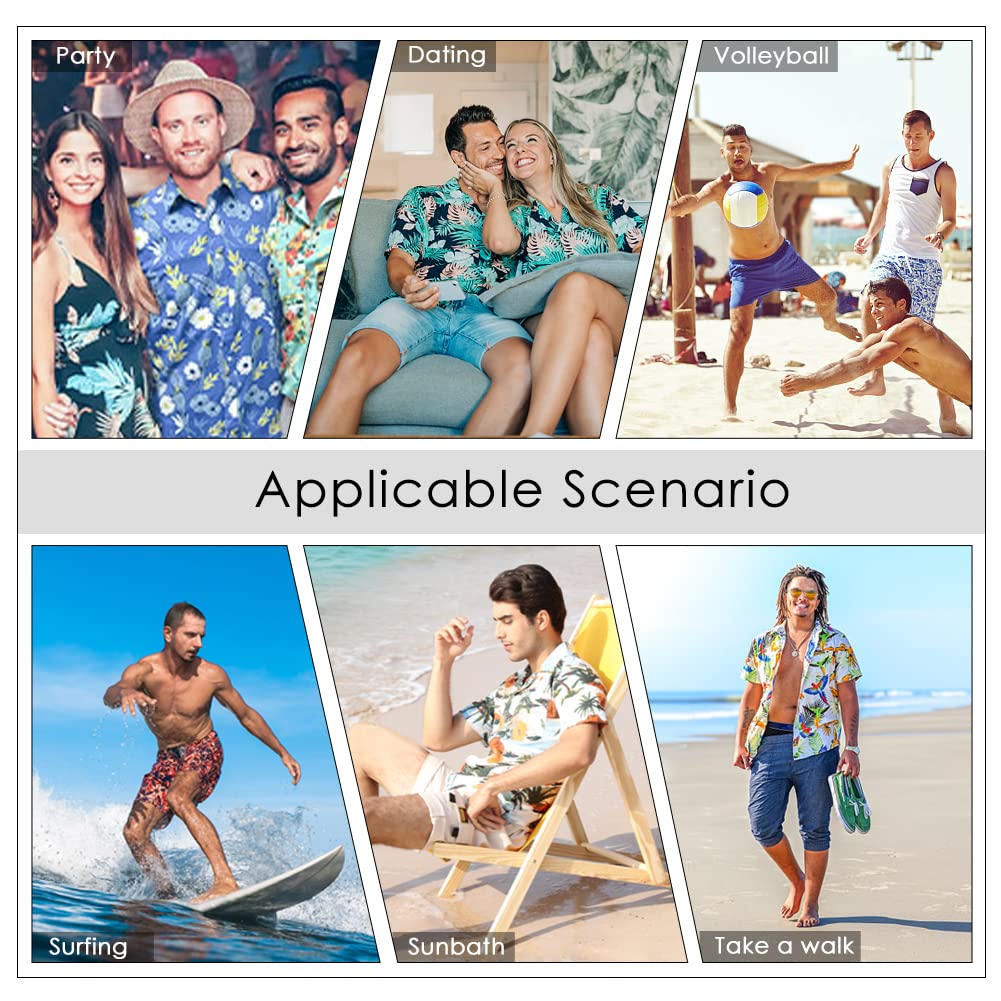 Wirltte Mens Hawaiian Shirt and Shorts Set Tropical Floral Print 2 Piece Outfits Blue Green S