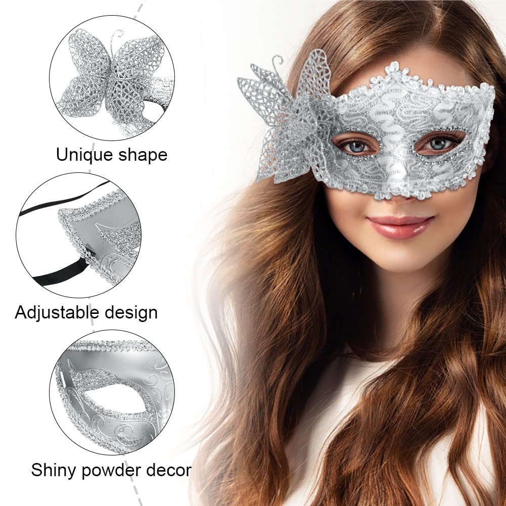 Aomig Couple Masquerade Masks, 2 Pack Lace Venetian Party Eye Mask Halloween Costume Mask Classic Mardi Gras Mask for Couples Women and Men
