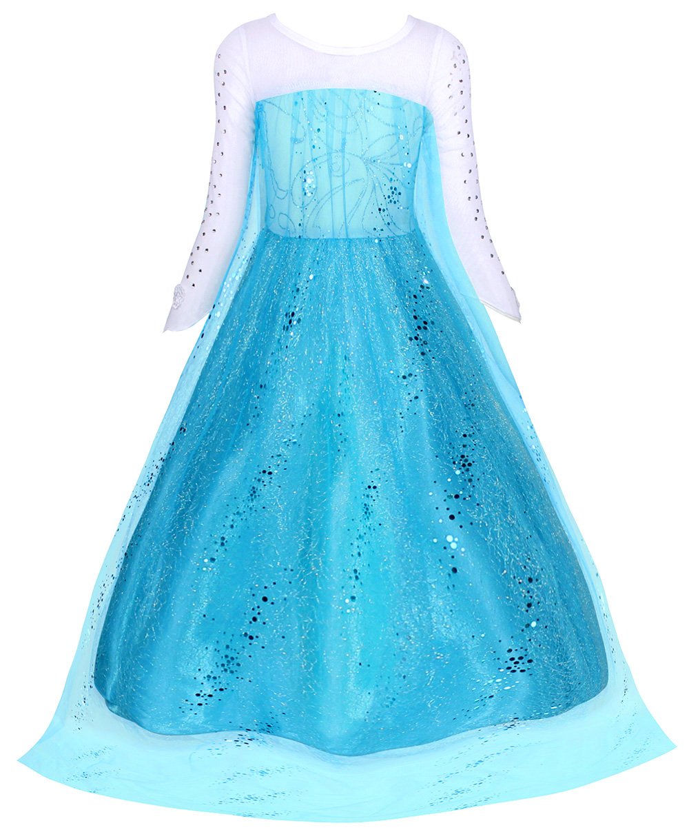 AmzBarley Princess Costumes for Girls Themed Party Dressing up Clothes Snow Queen Costume Kids Cosplay World Book Day Fancy Dress up Age 3-4 Years 110
