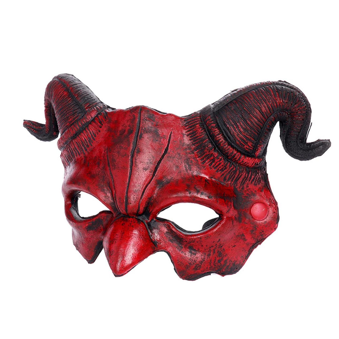 Faxianther Scary Red Devil Mask with Ram Horns, Men Women Horror Demon Evil Cosplay Halloween Mardi Gras Animal Goat Buffalo Costume Half Face Mask Party Spook House Decoration Prop Supplies