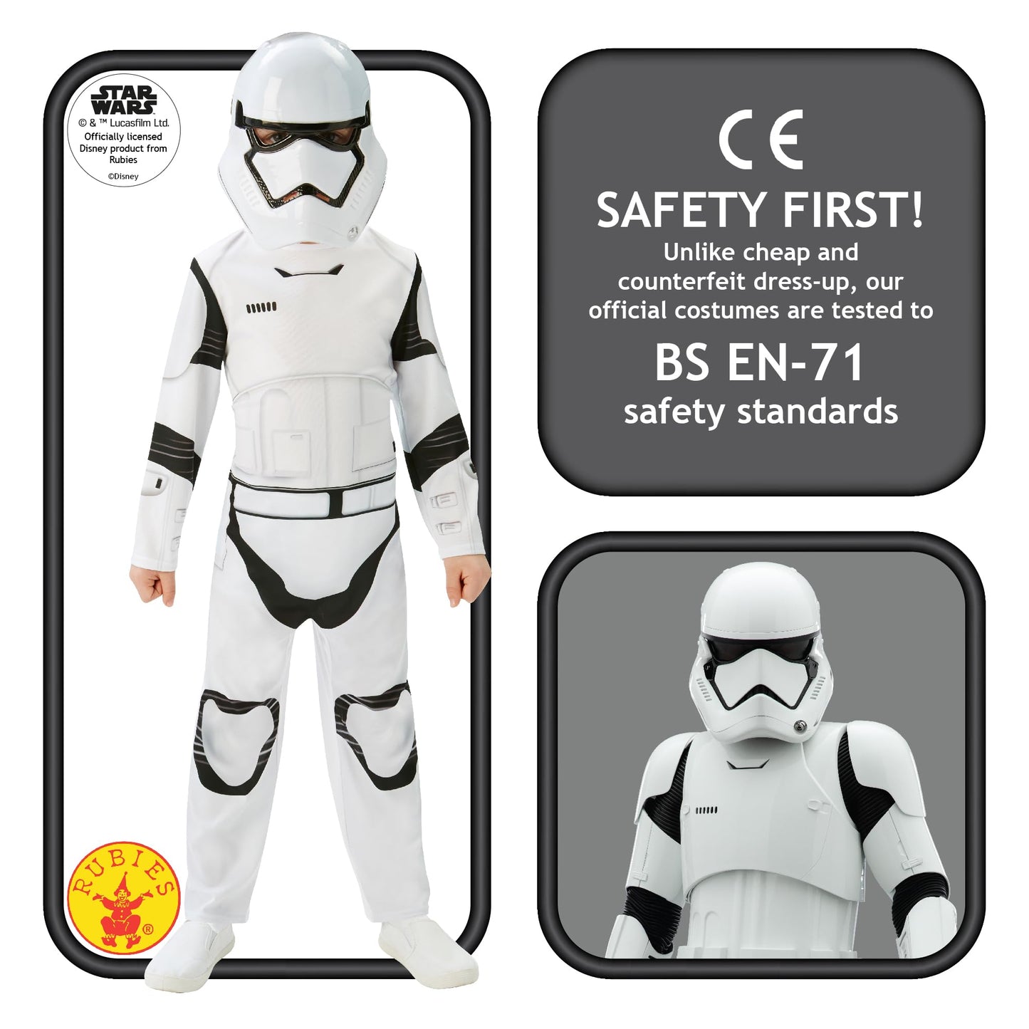 Rubies Official Stormtrooper Boys Fancy Dress Disney Star Wars The Force Awakens Kids Costume Large Ages 7-8 Halloween