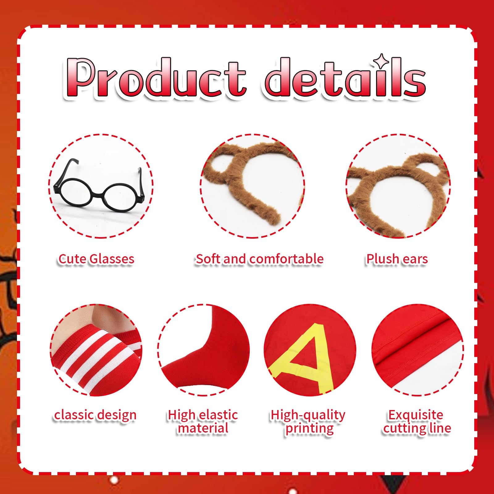 Chipmunks Costumes Set with Chipmunk Headband Glasses T-shirt (image 4)
