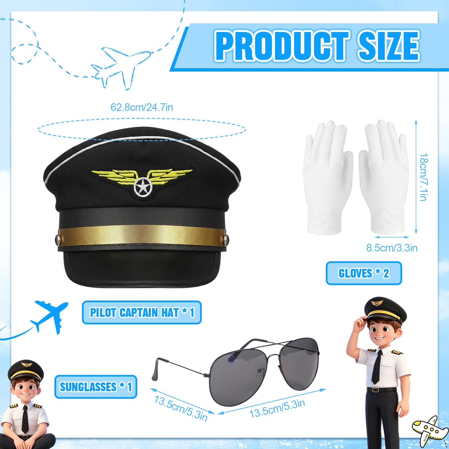 Pilot Fancy Dress Costume for Adults - Captain Outfit with Shirt