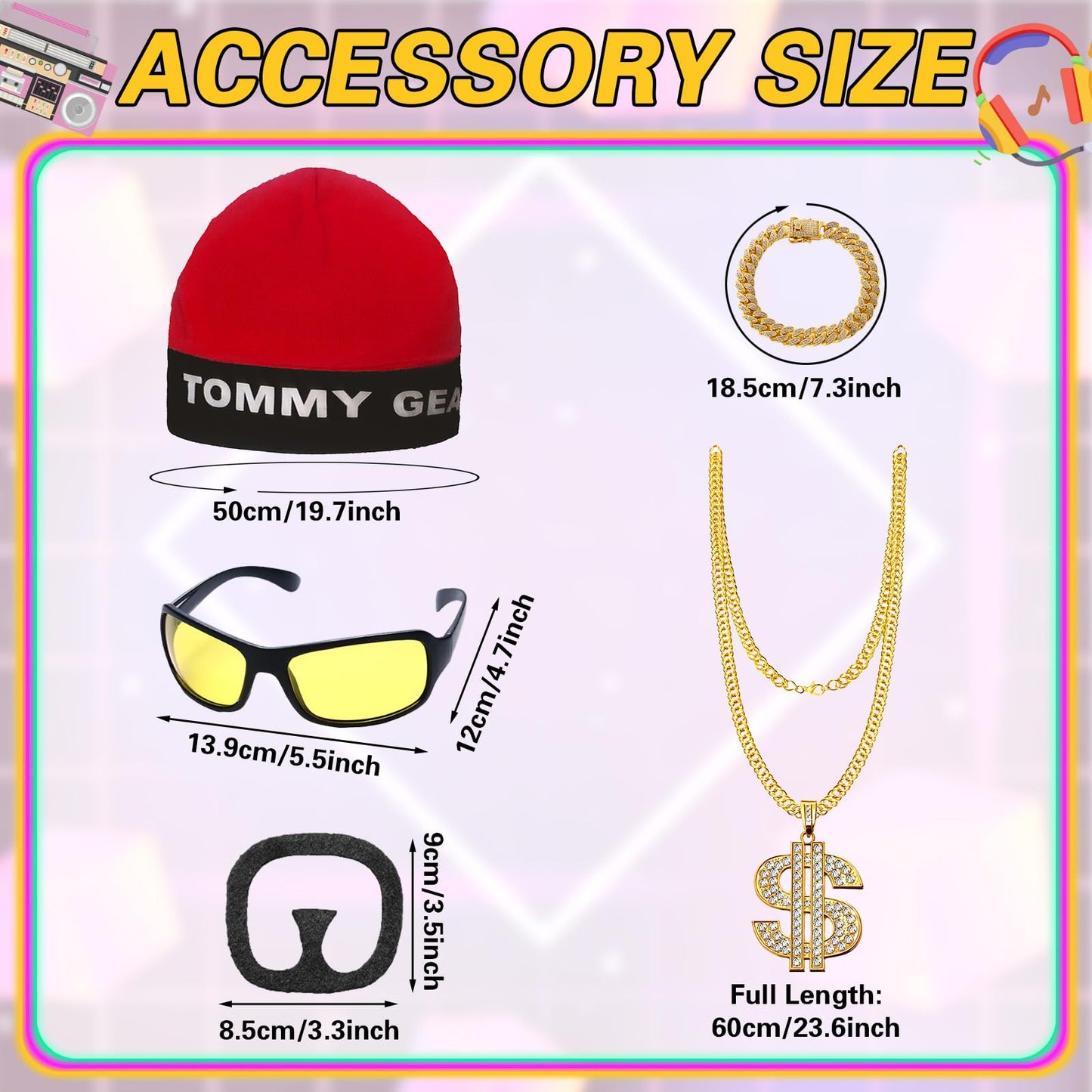 Ali G Costume Adult 90s Rapper Costume Yellow Shell Suit with Hat (image 6)