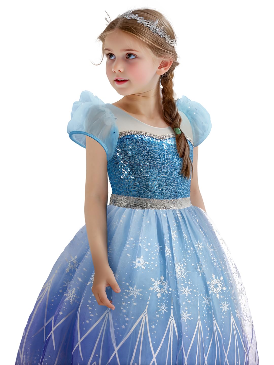 BLINGCOS Princess Costumes for Girls with RGB LED Lights, Princess Dress Music Sync & App Control, Girls Dress Up for Halloween, Christmas, World Book Day, 110