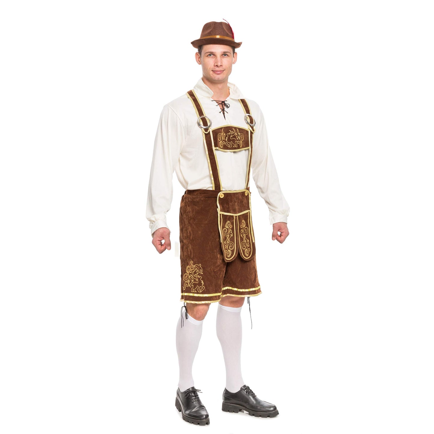 Spooktacular Creations Men’s German Bavarian Oktoberfest Costume Set Lederhosen men for Halloween Dress Up Party and Beer Festival (Medium)