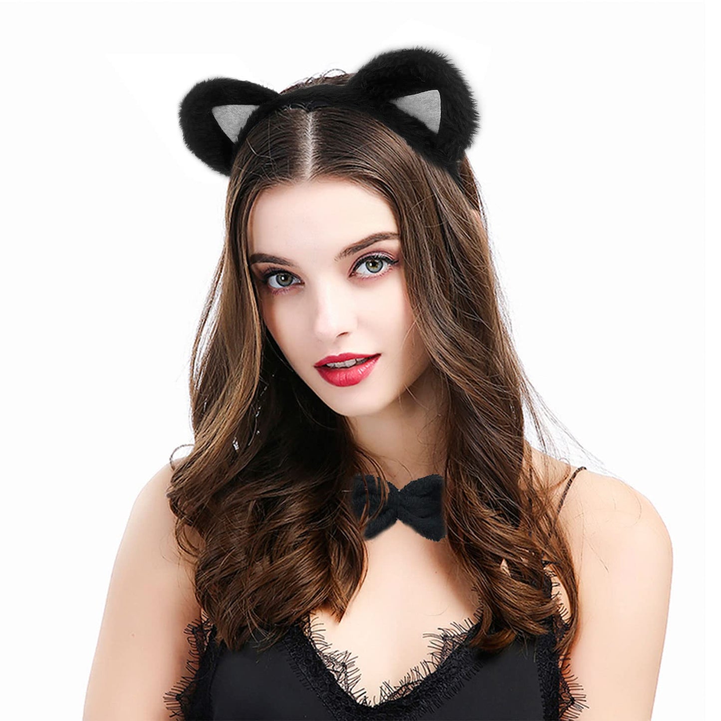 Cat Costume Set Included Cat Ears Headband Bowtie Tail Cat Paw (image 4)