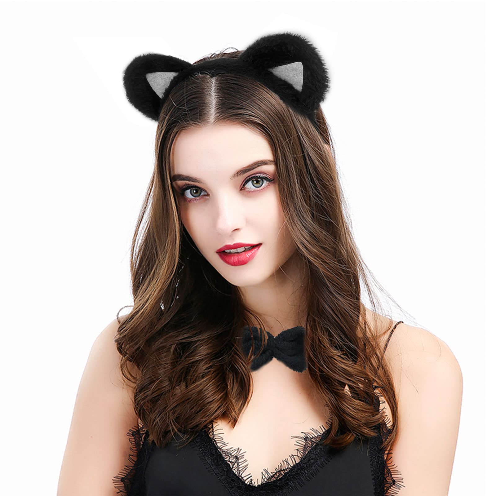 Cat Costume Set Included Cat Ears Headband Bowtie Tail Cat Paw (image 4)