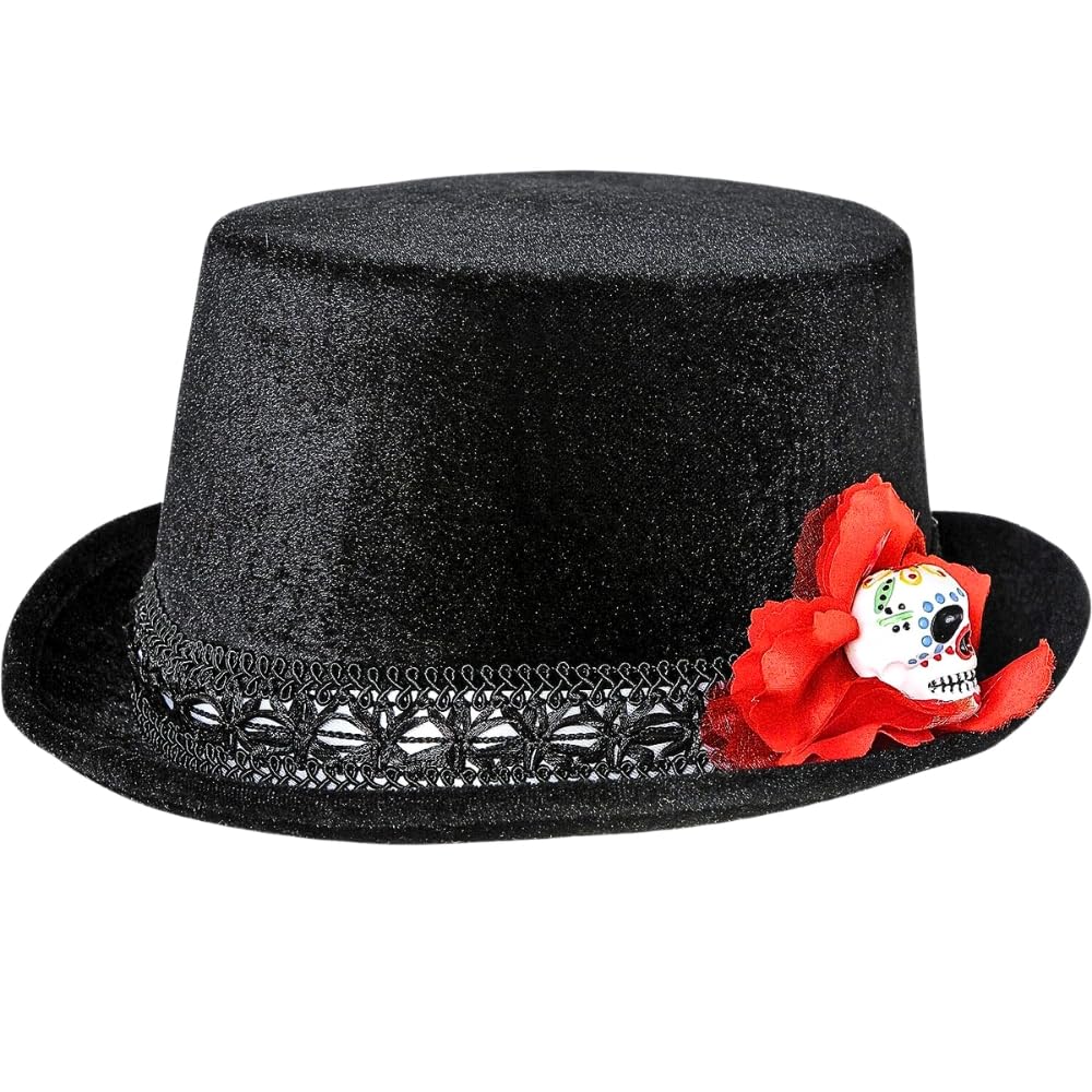 amscan 843923-55 Day of The Dead Halloween Hat, 1 Pc,Black