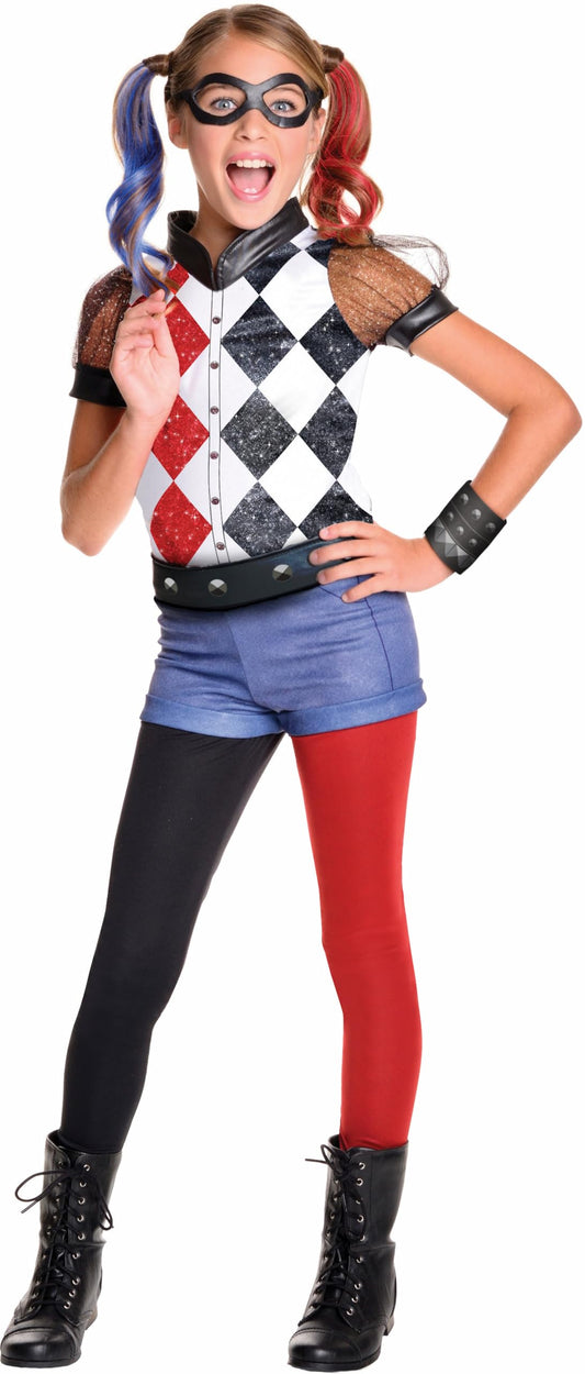 Rubies Official DC Super Hero Girl's Deluxe Harley Quinn Costume - Large Halloween