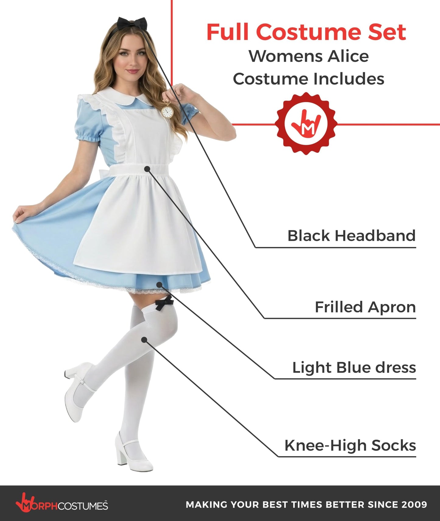 Fun Shack Alice Costume Adult Women Dress Inspired By Book Character For World Book Day Fancy Dress, Large