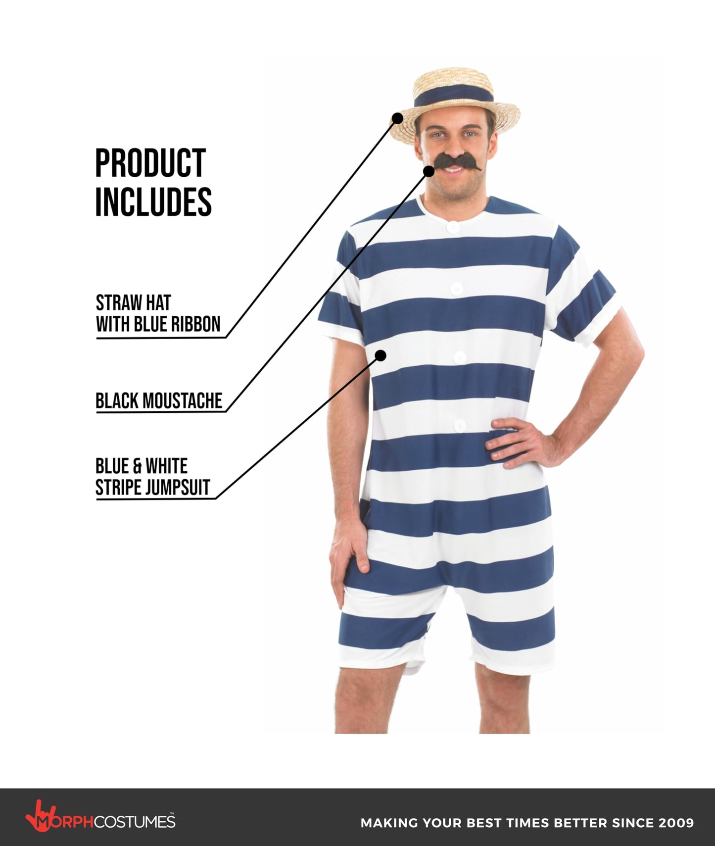 Fun Shack Old Time Victorian Bathing Suit Costume 20s, Mens 1920s Victorian Suit, Halloween Costumes for Men Adult Large