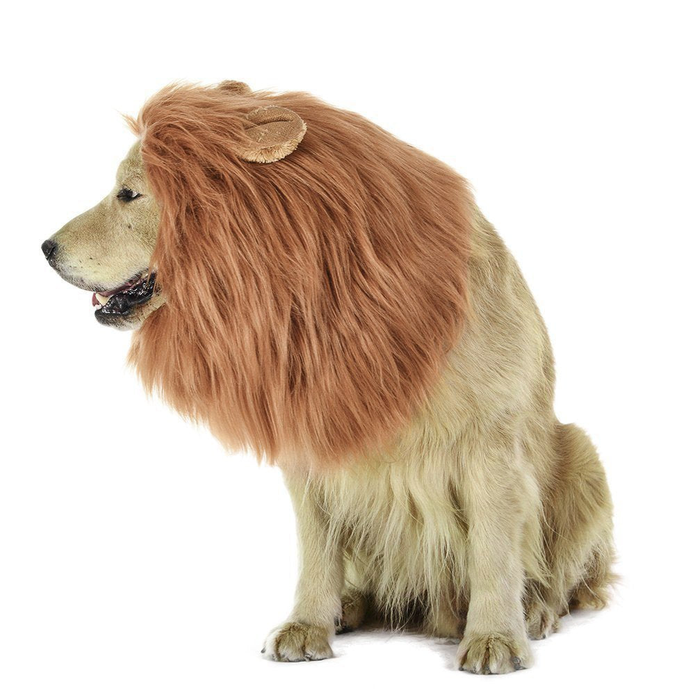 Lion Mane Wig for Dog and Cat Costume with Ears Pet Adjustable