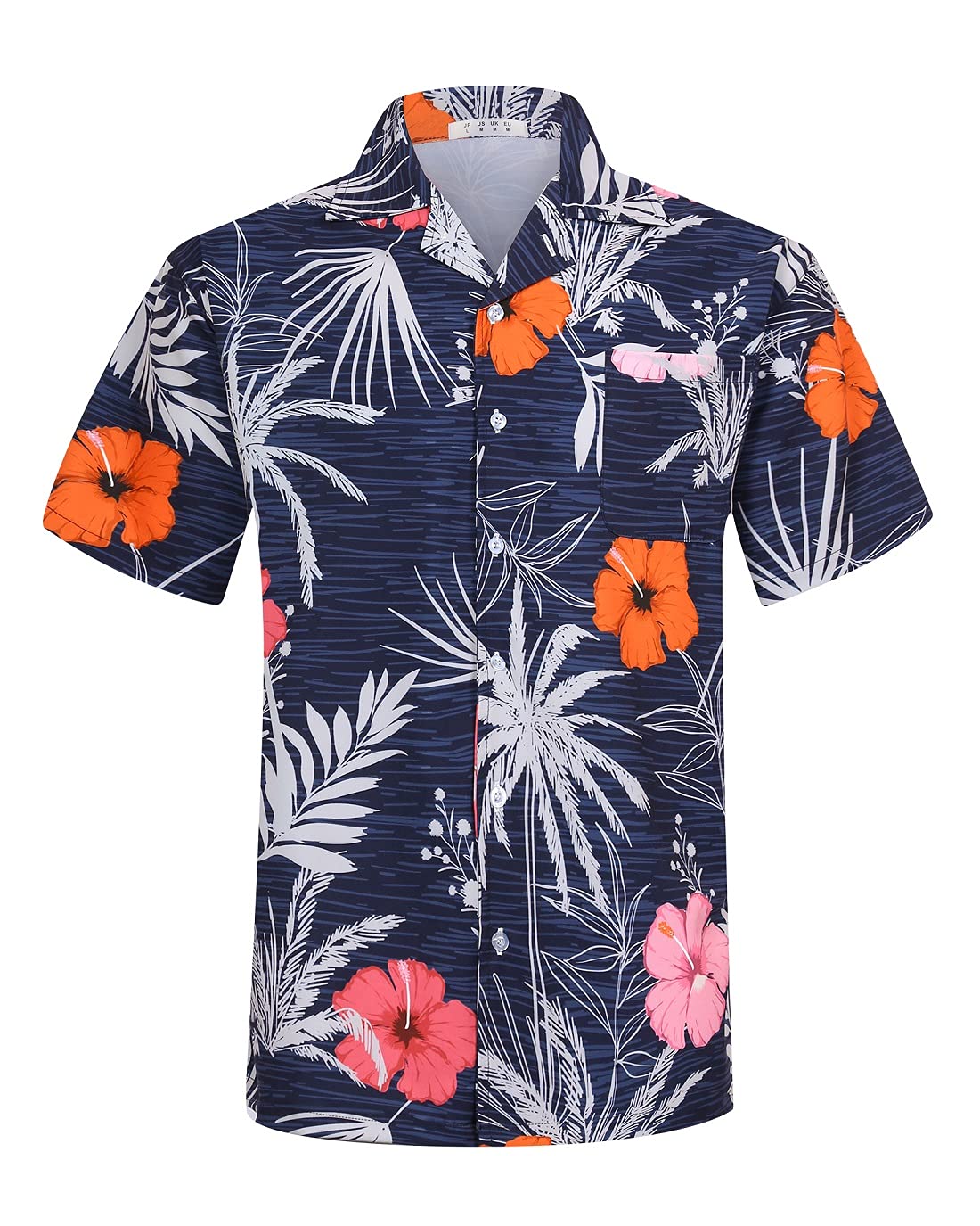 Hawaiian Shirt - Mens Short Sleeve Floral Classic Print Casual