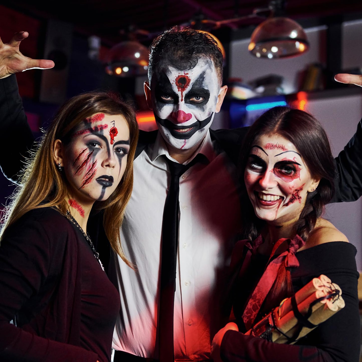 14Sheets Halloween Tattoo Stickers, Scar Temporary Bloody Wound Sticker, Waterproof Zombie Makeovers for Vampire Cosplay Masquerade Prank Makeup Decorations
